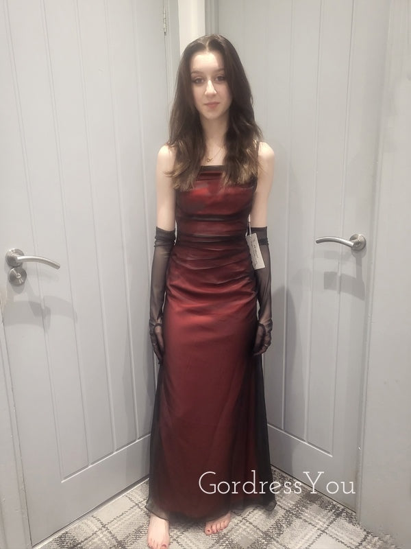 Morden Spaghetti Straps Black Red Mermaid Long Evening Prom Dresses, S GordressYou Morden Spaghetti Straps Black Red Mermaid Long Evening Prom Dresses, S GordressYou