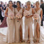Simple Chiffon V-neck Side Slit Long Bridesmaid Dresses , GRB0021