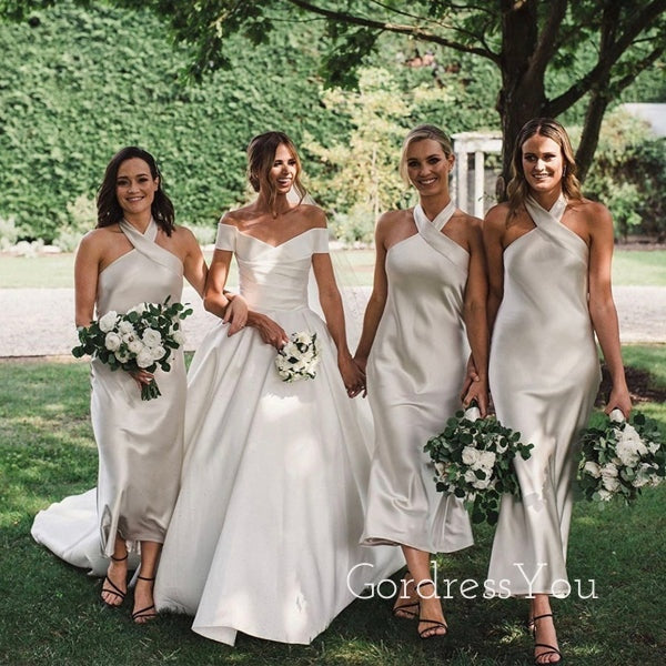 Simple White/Ivory Satin Mermaid Long Custom Bridesmaid Dresses , GRB0 GordressYou Simple White/Ivory Satin Mermaid Long Custom Bridesmaid Dresses , GRB0 GordressYou
