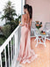 Spaghetti Straps Satin Side Slit Long Evening Prom Dresses, Custom Prom Dress, GR0054
