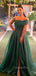 A-line Emerald Green Organza Long Evening Prom Dresses, Custom One Shoulder Prom Dress, GR0096