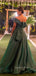 A-line Emerald Green Organza Long Evening Prom Dresses, Custom One Shoulder Prom Dress, GR0096