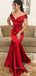 Popular Dark Red Satin Mermaid Long Evening Prom Dresses, Custom V-neck Prom Dress, GR0098