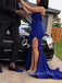 Sexy Royal Blue Sequins Mermaid Spaghetti Straps Long Evening Prom Dresses, Custom V-neck Prom Dress, GR0103