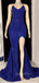 Sexy Royal Blue Sequins Mermaid Spaghetti Straps Long Evening Prom Dresses, Custom V-neck Prom Dress, GR0103