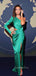 Pretty Emerald Green Satin Mermaid Long Evening Prom Dresses, Custom Long Sleeves Prom Dress, GR0125