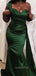 Emerald Green Satin Mermaid Long Evening Prom Dresses, Custom One Shoulder Prom Dress, GR0129