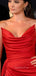 Red Satin Mermaid Side Slit Long Evening Prom Dresses, Custom Strapless Prom Dress, GR0130