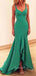 Mermaid Green Long Evening Prom Dresses, Cheap Custom V-neck Prom Dress, GR0134