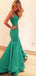 Mermaid Green Long Evening Prom Dresses, Cheap Custom V-neck Prom Dress, GR0134