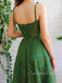 A-line Emerald Green Tulle Appliques Long Evening Prom Dresses, Custom Sweetheart Prom Dress, GR0140