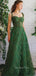 A-line Emerald Green Tulle Appliques Long Evening Prom Dresses, Custom Sweetheart Prom Dress, GR0140