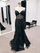 Black Tulle Appliques Strapless Long Evening Prom Dresses, Custom Mermaid Prom Dress, GR0142