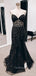 Black Tulle Appliques Strapless Long Evening Prom Dresses, Custom Mermaid Prom Dress, GR0142