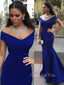 Off Shoulder Royal Blue Mermaid Long Evening Prom Dresses, Custom Cheap Prom Dress, GR0147