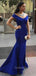 Off Shoulder Royal Blue Mermaid Long Evening Prom Dresses, Custom Cheap Prom Dress, GR0147