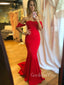 Sweetheart Red Mermaid Off Shoulder Long Evening Prom Dresses, Cheap Prom Dress, GR0148