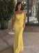 Spaghetti Straps Yellow Mermaid Long Evening Prom Dresses, Custom Prom Dress, GR0152