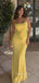 Spaghetti Straps Yellow Mermaid Long Evening Prom Dresses, Custom Prom Dress, GR0152