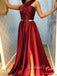 A-line Satin Side Slit Long Evening Prom Dresses, Cheap One Shoulder Prom Dress, GR0153