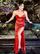 Gorgeous Red Satin Mermaid Long Evening Prom Dresses, Cheap Sweetheart Prom Dress, GR0154