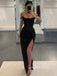 Beteau Black Sequins Mermaid Long Evening Prom Dresses, Custom Side Slit Prom Dress, GR0169