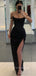 Beteau Black Sequins Mermaid Long Evening Prom Dresses, Custom Side Slit Prom Dress, GR0169