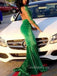 Long Sleeves Emerald Green Velvet Appliques Long Evening Prom Dresses, Mermaid Prom Dress, GR0185