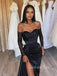 Sweetheart Mermaid Black Satin Long Evening Prom Dresses, Long Sleeves Custom Prom Dress, GR0205