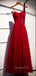 Gorgeous Red Tulle Spaghetti Straps Long Evening Prom Dresses, A-line Custom Prom Dress, GR0211