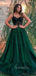 Dark Green Tulle Straps Long Evening Prom Dresses, A-line Sweetheart Prom Dress, GR0214