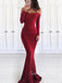 Sexy Sheath Mermaid Burgundy Long Sleeves Long Evening Prom Dresses, GR0253