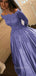 Lavender Satin Appliques A-line Long Evening Prom Dresses, Off Shoulder Prom Dress, GR0258