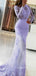 Mermaid Tulle Appliques Long Evening Prom Dresses, Long Sleeves Prom Dress, GR0261