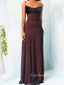 Gorgeous Black Chiffon Red Mermaid Long Evening Prom Dresses, Spaghetti Straps Prom Dress, GR0263