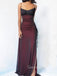 Gorgeous Black Chiffon Red Mermaid Long Evening Prom Dresses, Spaghetti Straps Prom Dress, GR0263