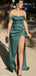 Simple Green Satin Mermaid Off Shoulder Long Evening Prom Dresses, GR0286