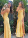 Popular Satin Spaghetti Straps Mermaid Long Evening Prom Dresses, GR0291