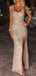 Mermaid Sequins Side Slit Long Evening Prom Dresses, Cheap Sparkly Prom Dress, GR0310