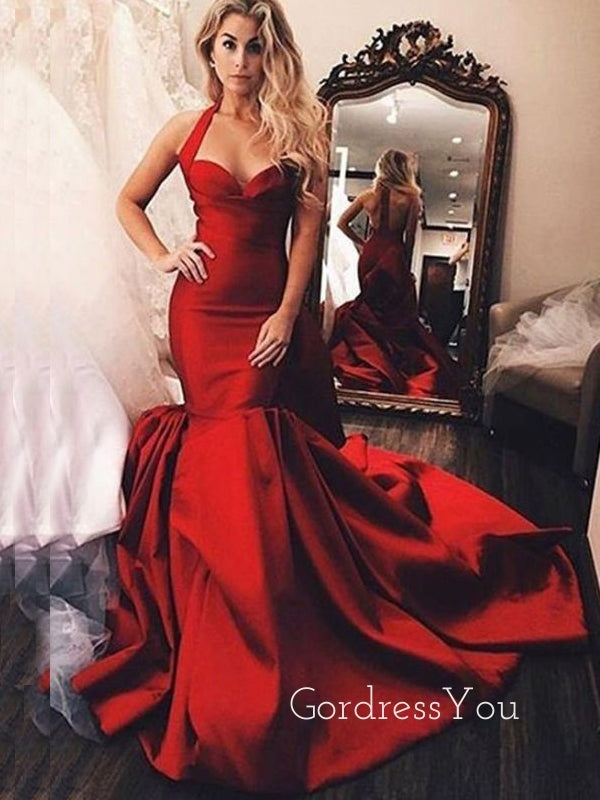 Gurgeous Red Satin Long Evening Prom Dresses, Mermaid Custom Prom Dres – GordressYou Gurgeous Red Satin Long Evening Prom Dresses, Mermaid Custom Prom Dres – GordressYou