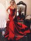 Gurgeous Red Satin Long Evening Prom Dresses, Mermaid Custom Prom Dress, GR0324