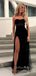 Black Tulle Side Slit Long Evening Prom Dresses, Sweetheart Prom Dress, GR0328