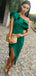 Emerald Green Satin Mermaid Long Evening Prom Dresses, One Shoulder Prom Dress, GR0334