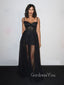 See Through Black Tulle Straps Long Evening Prom Dresses, Sweetheart Prom Dress, GR0335