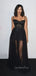 See Through Black Tulle Straps Long Evening Prom Dresses, Sweetheart Prom Dress, GR0335