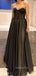 Sweetheart Black A-line Long Evening Prom Dresses, Strapless Prom Dress, GR0336