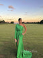 Long Sleeves Green Mermaid Long Evening Prom Dresses, GR0341