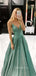 Formal A-line V-neck Long Evening Prom Dresses, Spaghetti Straps Prom Dress, GR0346