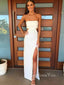 Backless Ivory Strapless Mermaid Long Evening Prom Dresses, GR0350