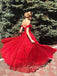 Red Sparkly A-line Off Shoulder Long Evening Prom Dresses, Prom Dress, GR0353